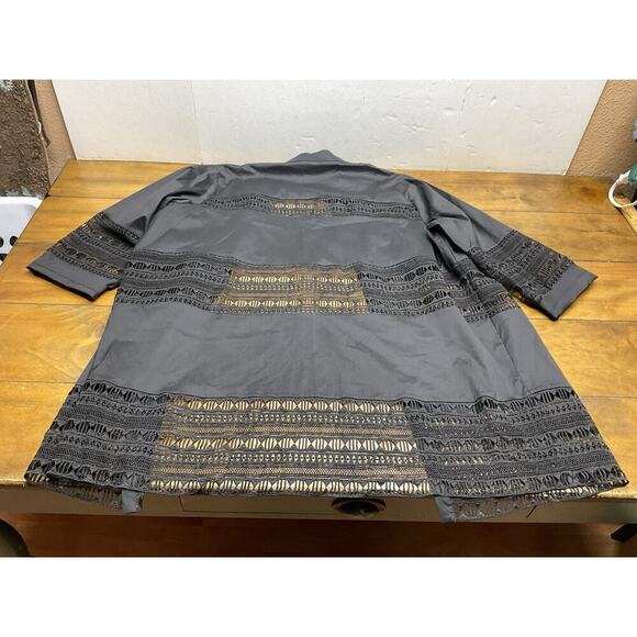 Ming Wang Jacket Womens 1X Black Lace Cardigan Sweater Open Front - Picture 11 of 11